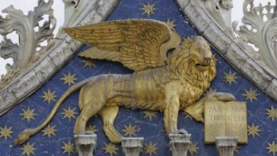 Is venices famed winged lion statue actually chinese