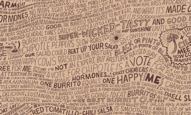 Chipotle bag grill mexican wrapper pattern choose board food fast mission