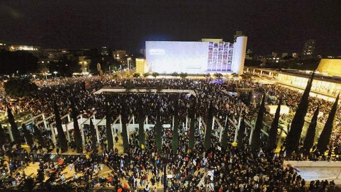 Relatives and supporters rally for release of hostages in tel aviv