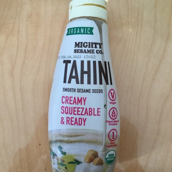 Rushdi foods issues a voluntary recall on one lot of their mighty sesame organic tahini 10 9 oz squeeze bottle