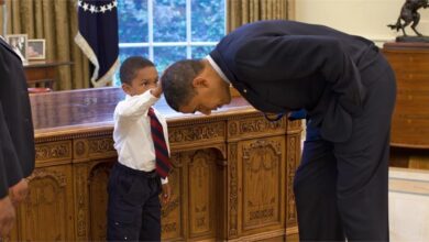 Barack obama catches up with the boy who asked to touch his hair in pete souzas iconic oval office photo