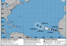 Hurricane helene weather path storm express map