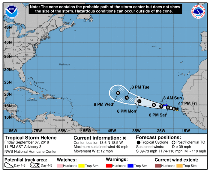 Hurricane helene weather path storm express map