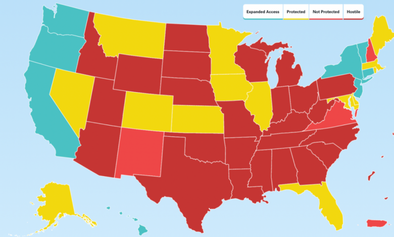 States abortion hostile guttmacher rights infographic