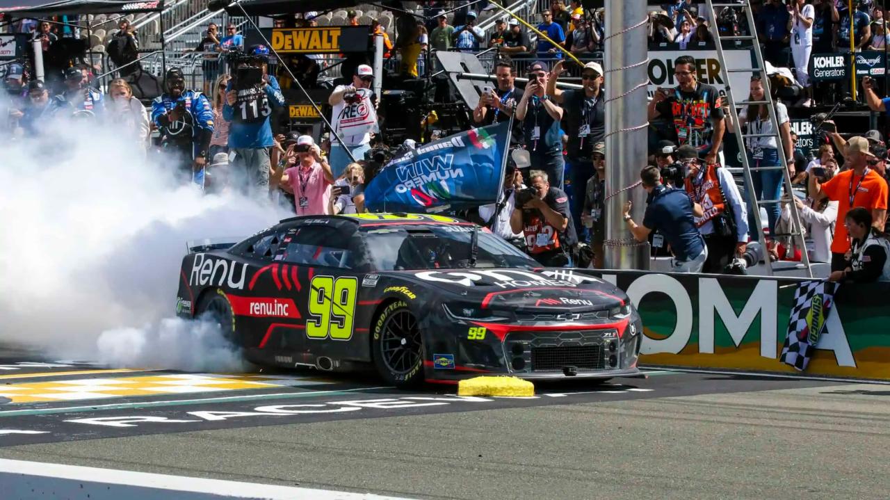 Daniel suarez grabs historic nascar cup series win at sonoma