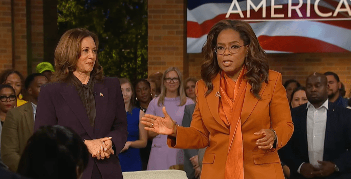 Harris oprah hold michigan campaign event in talk show format