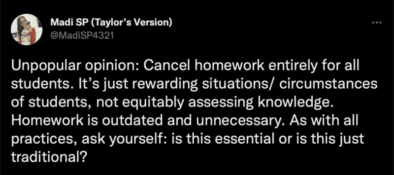 Does homework send the wrong message about work life boundaries