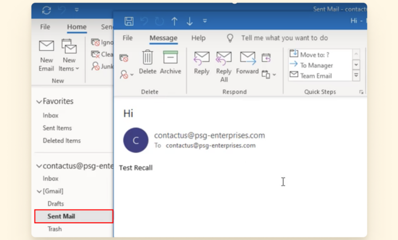 How to recall an email in outlook