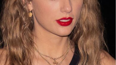 Taylor swift wears ts12 inspired necklace teasing her 12th album