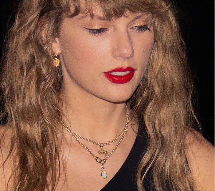 Taylor swift wears ts12 inspired necklace teasing her 12th album