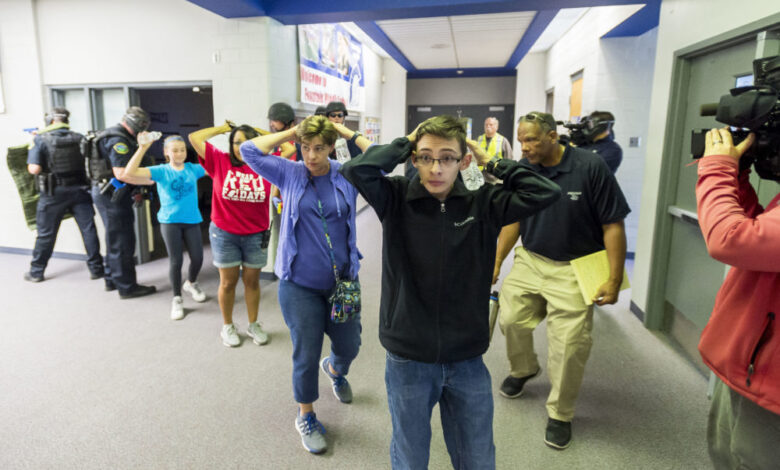 Active shooter drills school students walks schools half idea than when do cope helping nea fountain terrified unions teacher children