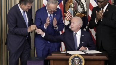 Biden signs inflation reduction act into law sealing major democratic victory on climate health care and taxes