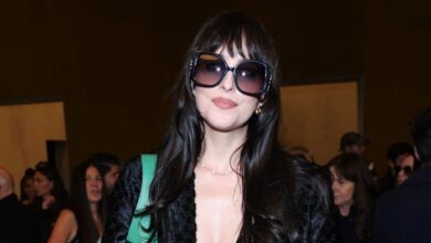 Dakota johnsons favorite sheer bodysuit is the key to her fall party uniform