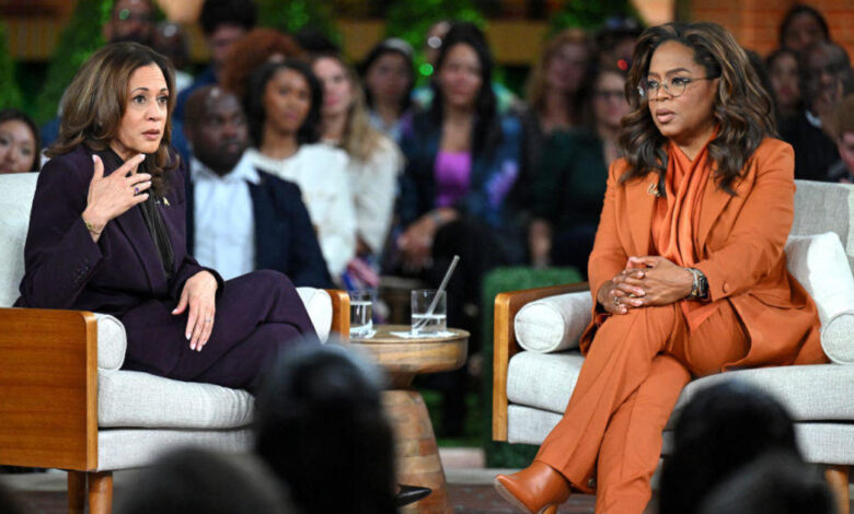 Harris oprah hold michigan campaign event in talk show format