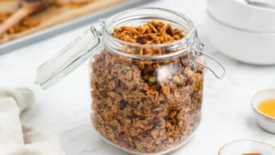 Store bought granola is the crispy crunchy topping your cake needs