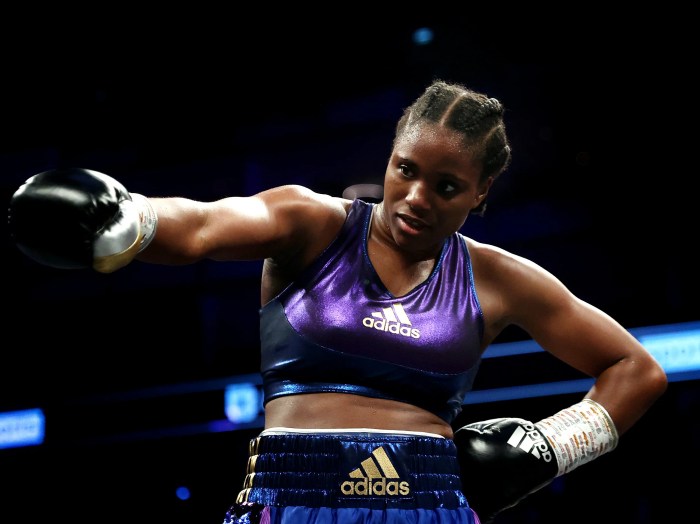 Caroline dubois lennox lewis presents british boxer with wbc interim belt after last months title win