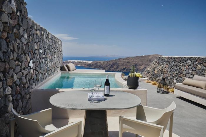 Local flavours and lava cave rooms inside santorinis black hotel