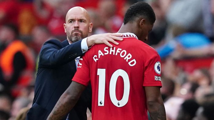 Marcus rashford man utd boss erik ten hag insists he is happy with forward after omission vs palace is criticised