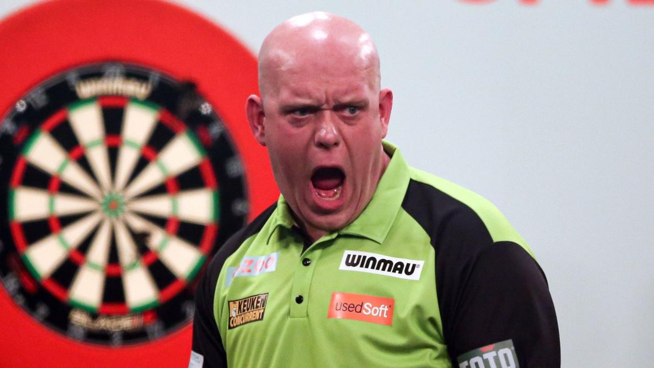 Hungarian darts trophy michael van gerwen hits nine darter as luke humphries dumped out