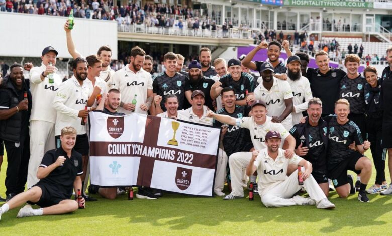 Surrey county championship leaders secure 153 run first innings lead against durham