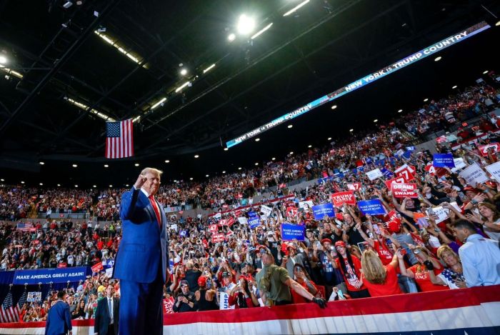 Trump tells boisterous long island rally he will win new york after assassination plots hardened my resolve