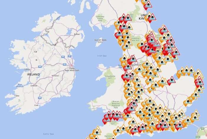 Map shows uk area facing imminent flooding after urgent amber warning