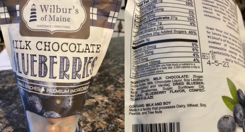 Wilburs of maine chocolate confections issues allergy alert on undeclared almonds in chocolate covered blueberries